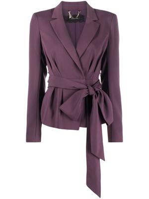 Patrizia Pepe veste nouée à revers crantés - Violet