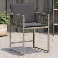 Tuinstoelen 4 st met kussens poly rattan grijs - thumbnail