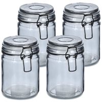 Weckpotten/inmaakpotten - 4x - 250 ml - grijs - glas - beugelsluiting - D8 x H10 cm - thumbnail