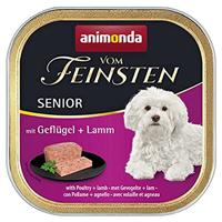 animonda van de fijnste senior hondenvoer, natte voeding voor oudere honden vanaf 7 jaar, met gevogelte + lamm, 22 x 150 g