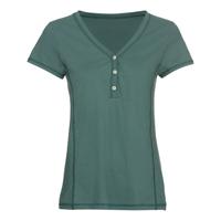 T-shirt van bio-katoen met knopen bij de V-hals, oregano 38