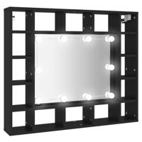 vidaXL Spiegelkast met LED-verlichting 91x15x76,5 cm zwart, spiegel, make upspiegel, wandspiegel, badkamerspiegel, make up spiegel