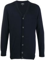 A.P.C. cardigan en maille à col v - Bleu