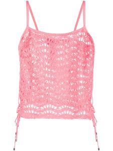 Blumarine haut crop en crochet à franges - Rose