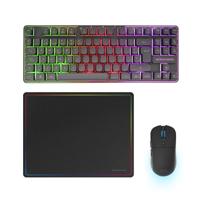 Mars Gaming MCPWTKL, Draadloze Gaming-Combo, DualPro Link 2.4GPRO-Technologie, TKL FRGB Rainbow Toetsenbord + RGB 3200DPI Muis met HUANO-schakelaars + Antislip Muismat 360x260mm, Zwart, Spaans