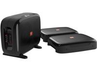 JBL FUSE dubbele subwoofer auto set - 2 x 20 cm 600 watt - gescheiden als 2 platte basboxen onder de zitting of samen als een verticale gedokte basbox in de kofferbak