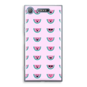 Smiley watermeloenprint: Sony Xperia XZ1 Transparant Hoesje