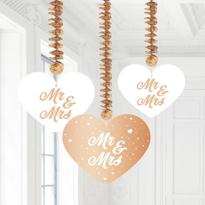 Bruiloft Rosé Goud Hangdecoratie - 3 stuks Bruiloft Rosé Goud Hangdecoratie - 3 stuks