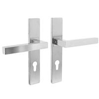 Intersteel Deurkruk Vierkant op rechthoekig schild profielcilindergat 72 mm rvs geborsteld