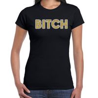 BITCH fun tekst t-shirt zwart voor dames - thumbnail