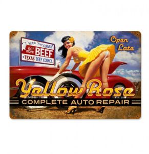 Yellow Rose Complete Auto Repair Zwaar Metalen Bord