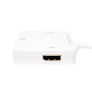 LogiLink CV0045A Adapter [1x Mini-DisplayPort stekker - 1x DVI-bus 24+5-polig, HDMI-bus] Wit 15.00 cm