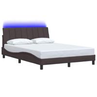 vidaXL Bedframe zonder matras 120x200 cm stof donkerbruin, bed, bed ombouw, stoffen bed, bedbodem, 2-persoons bed, gebogen bedframe