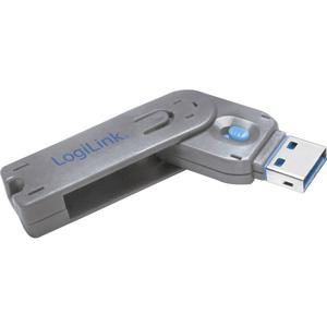 LogiLink USB PORT LOCK, 1 KEY USB-A-poortslot Zilver, Blauw Incl. 1 sleutel