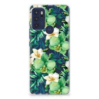 Motorola Moto G60s TPU Case Orchidee Groen - thumbnail