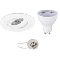 LED Spot Set - Pragmi Alpin Pro - GU10 Fitting - Dimbaar - Inbouw Rond - Mat Wit - 6W - Natuurlijk Wit 4200K - Kantelbaar Ø92mm