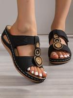 Summer Plain Casual Synthetic Leather Slide Sandals