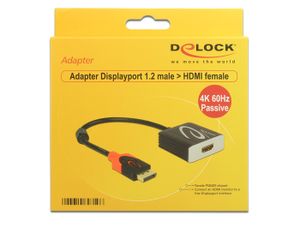 Delock 62719 Adapter DisplayPort 1.2 male > HDMI female 4K 60 Hz Passief zwart