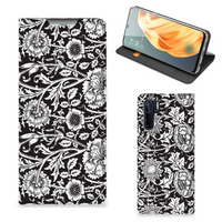 OPPO Reno3 | A91 Smart Cover Black Flowers - thumbnail