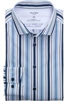 OLYMP Luxor 24/Seven Dynamic Flex Modern Fit Overhemd blauw/wit, Gestreept
