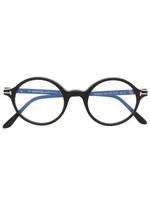 TOM FORD Eyewear lunettes de vue rondes à plaque logo - Noir - thumbnail