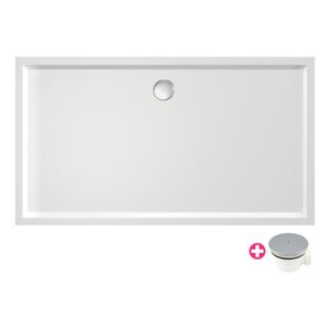 Douchebak Xenz Mariana | 120x70x4 cm | Incl.Afvoersifon-Chroom | Acryl | Rechthoekig | Wit glans