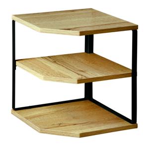 Keuken aanrecht hoek etagiere - 2 niveaus - hout/metaal - opzet rekje/organizer - 26 x 26 x 28 cm