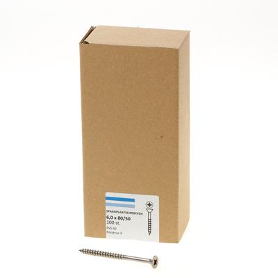 Spaanplaatschroef roestvaststaal A2 platkop pozidrive-3 6.0X80/50 deeldraad (100) Spaanplaatschroef roestvaststaal A2 platkop pozidrive-3 6.0X80/50 deeldraad (100)