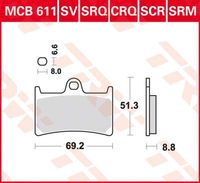 TRW Remblokken, en remschoenen voor de moto, MCB611SRM Sinter maxi scooter