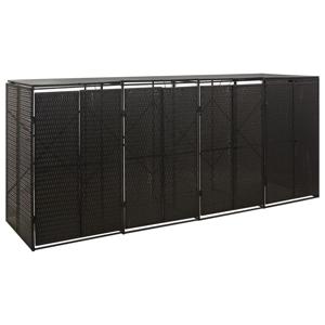 VidaXL Containerberging viervoudig 274x80x117 cm poly rattan zwart