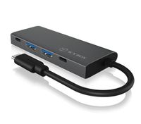 ICY BOX IB-HUB1428-C31, USB 3.1 (Gen 2) Type-C® Hub zu 2x Type-C® und 2x Type-A USB-C (USB 3.2 Gen 2) multiport hub 4 poorten Antraciet, Zwart