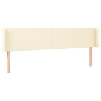 vidaXL Hoofdbord LED 163x16x78/88 cm kunstleer crèmekleurig, hoofdeinde, houten hoofdeinde, bedonderdeel, houten hoofdbord, slaapkamermeubel