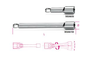 Beta 1/4” verlengstukken, zwenkbaar 900AN/100 - 009000826