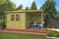 Blokhut Dora 300x300 cm + luifel 200 cm - Groen geïmpregneerd