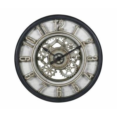 Wandklok/muur klok Industrial Vintage Metal - Dia 51 cm - kunststof/glas - zwart/grijs