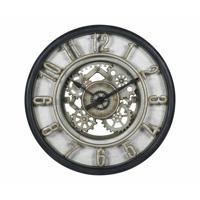 Wandklok/muur klok Industrial Vintage Metal - Dia 51 cm - kunststof/glas - zwart/grijs