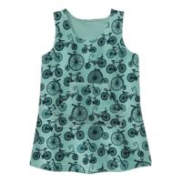 Tuniek uit biologisch fleece, waterblauw-bedrukt 110/116