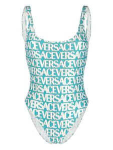 Versace maillot de bain à logo imprimé - Bleu