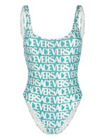 Versace maillot de bain à logo imprimé - Bleu