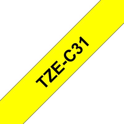 Brother TZe-C31 Labeltape signaalkleur Tapekleur: Signaalgeel Tekstkleur: Zwart 12 mm 5 m