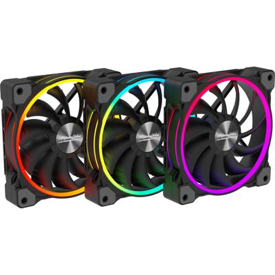 Alpenföhn Wing Boost 3 ARGB High Speed PWM PC-ventilator Zwart (b x h x d) 120 x 120 x 25 mm Incl. LED-verlichting