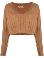 alice + olivia pull Ayden crop en maille torsadée - Marron