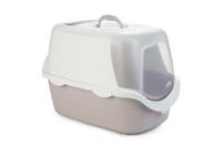 Cathy easy clean - kattenbak - wit/lichtroze - 56x40x40 cm