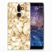 Nokia 7 Plus TPU Siliconen Hoesje Marmer Goud - thumbnail