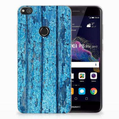Huawei P8 Lite 2017 Bumper Hoesje Wood Blue Huawei P8 Lite 2017 Bumper Hoesje Wood Blue