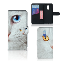 OnePlus 7 Telefoonhoesje met Pasjes Witte Kat