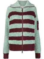 Moncler cardigan rayé en maille épaisse - Rouge