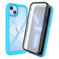 360 Protection Series iPhone 14 Plus Case - Babyblauw / Doorzichtig