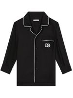 Dolce & Gabbana Kids chemise en soie à logo brodé - Noir