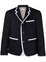 Thom Browne contrasting-trim single-breasted blazer - Bleu - thumbnail